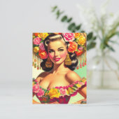 Beauty Pin-up Schilderen Briefkaart (Staand voorkant)