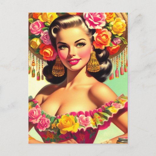 Beauty Pin-up Schilderen Briefkaart (Voorkant)