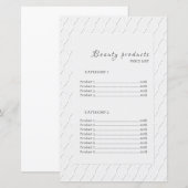 Beauty Products Elegant Lijst Price List (Voorkant / Achterkant)