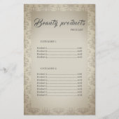 Beauty Products Elegant Lijst Price List (Voorkant)