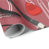 Beauty products pattern on a red backgroundapplica cadeaupapier (Rol Hoek)