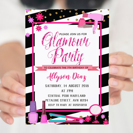 Beauty Queen Glamour Party Verjaardag Uitnodiging