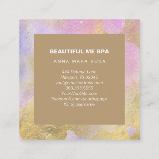*~* BEAUTY Rainbow Gold Foil Script Visitekaartje (Achterkant)