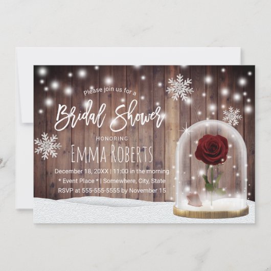 Beauty Roos Dome Rustic Winter Vrijgezellenfeest Kaart (Voorkant)
