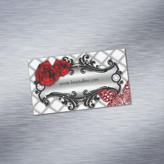 Beauty Roos Flower Butterfly Mode Hair Salon Magnetisch Visitekaartje (Voorbeeld)