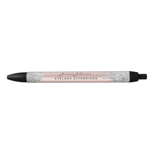 Beauty Roos Gold Silver Glitter Drips Custom Zwarte Inkt Pen (Voorkant)