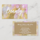 *~* BEAUTY roze Script Gold Foil Visitekaartje (Voorkant / Achterkant)