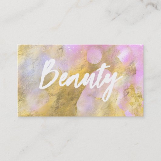 *~* BEAUTY roze Script Gold Foil Visitekaartje (Voorkant)