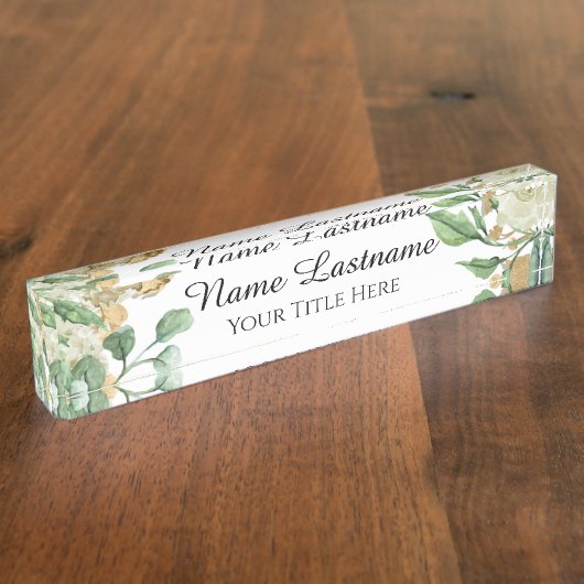 Beauty Salon Artist Roos Floral Mint White Naambordje (Zijkant)