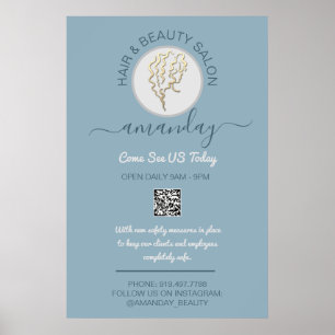 Beauty Salon Be Safe Logo Hairdresser QR Code Poster