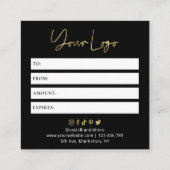 Beauty Salon Black & Gold Chic-cadeaubon Vierkante Visitekaartje (Achterkant)