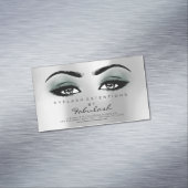 Beauty Salon Blauwgroen Silver Adress Makeup Lashe Magnetisch Visitekaartje (Voorbeeld)