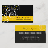 Beauty Salon bloemenrol blad zwart, geel Visitekaartje (Voorkant / Achterkant)