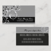 Beauty Salon bloemenrol blad zwart, grijs Visitekaartje (Voorkant / Achterkant)