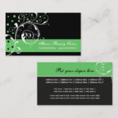 Beauty Salon bloemenrol blad zwart groen Visitekaartje (Voorkant / Achterkant)