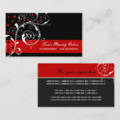 Beauty Salon bloemenrol blad zwart, rood Visitekaartje (Voorkant / Achterkant)