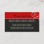 Beauty Salon bloemenrol blad zwart, rood Visitekaartje (Achterkant)