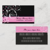 Beauty Salon bloemenrol blad zwart, roze Visitekaartje (Voorkant / Achterkant)
