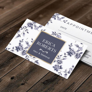 Beauty Salon Blue Floral Benoeming Afsprakenkaartje