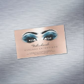 Beauty Salon Blue Roos Gold Adress Makeup Lashes Magnetisch Visitekaartje (Voorbeeld)