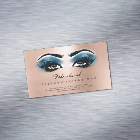 Beauty Salon Blue Roos Gold Adress Makeup Lashes Magnetisch Visitekaartje (Voorbeeld)