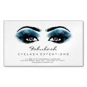 Beauty Salon Blue White Adress Makeup Lashes Magnetisch Visitekaartje (Voorkant)