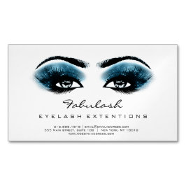 Beauty Salon Blue White Adress Makeup Lashes Magnetisch Visitekaartje