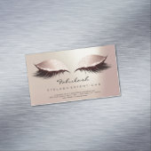 Beauty Salon Blush Roos Gold Adress Makeup Lashes Magnetisch Visitekaartje (Voorbeeld)