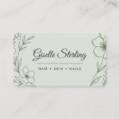 Beauty Salon Botanical Sage Green QR Code Visitekaartje (Voorkant)