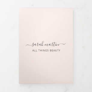 Beauty Salon Business Blush Pink Trifold Brochure Drieluik Kaart
