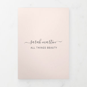 Beauty Salon Business Blush Pink Trifold Brochure Drieluik Kaart