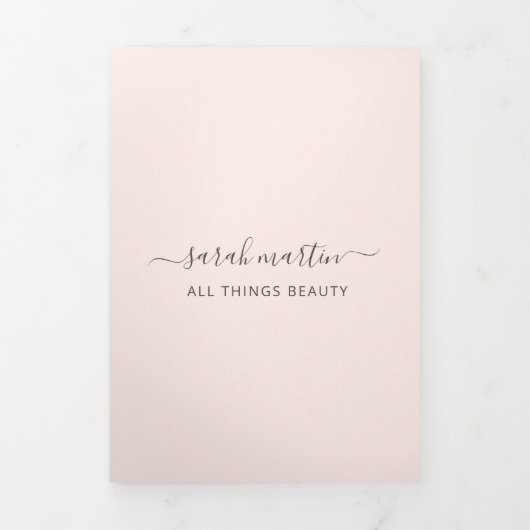 Beauty Salon Business Blush Pink Trifold Brochure Drieluik Kaart (Cover)