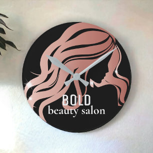 Beauty Salon Business Name Roos Gold Foil + Black Ronde Klok