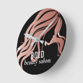Beauty Salon Business Name Roos Gold Foil + Black Ronde Klok (Hoek)
