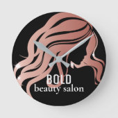 Beauty Salon Business Name Roos Gold Foil + Black Ronde Klok (Voorkant)