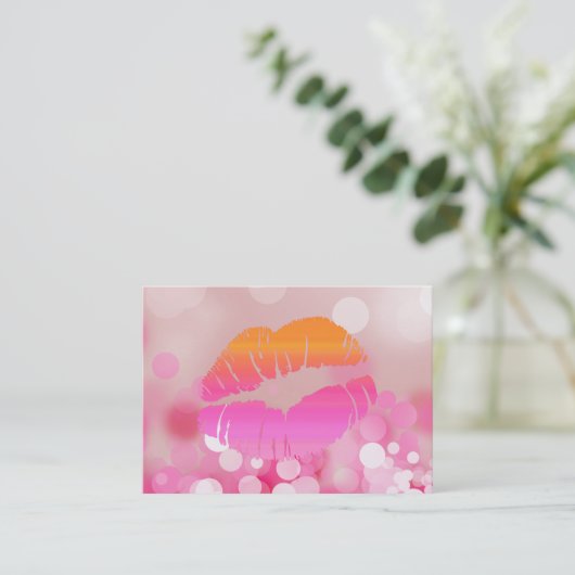Beauty Salon Cadeautjes Lips & Licht Roze Kortingskaartje (Staand voorkant)