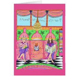 Beauty Salon Card met kat, moeder en grootmoeder