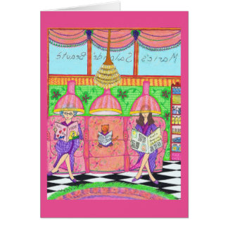 Beauty Salon Card met kat, moeder en grootmoeder