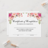 Beauty Salon Certificate of Completion Pink Floral Kaart (Voorkant / Achterkant in situ)