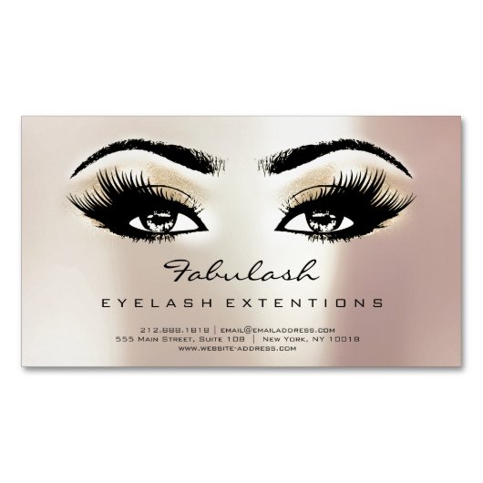 Beauty Salon Champaigne Roos Adress Makeup Lashes Magnetisch Visitekaartje (Voorkant)