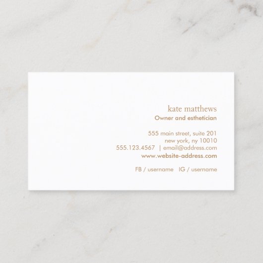 Beauty Salon en Spa White Marble Photo Card Visitekaartje (Achterkant)