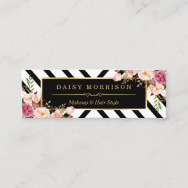 Beauty Salon Floral Gold Abstract Line Pattern Mini Visitekaartje