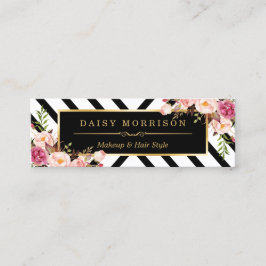 Beauty Salon Floral Gold Abstract Line Pattern Mini Visitekaartje