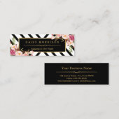 Beauty Salon Floral Gold Abstract Line Pattern Mini Visitekaartje (Voorkant / Achterkant)