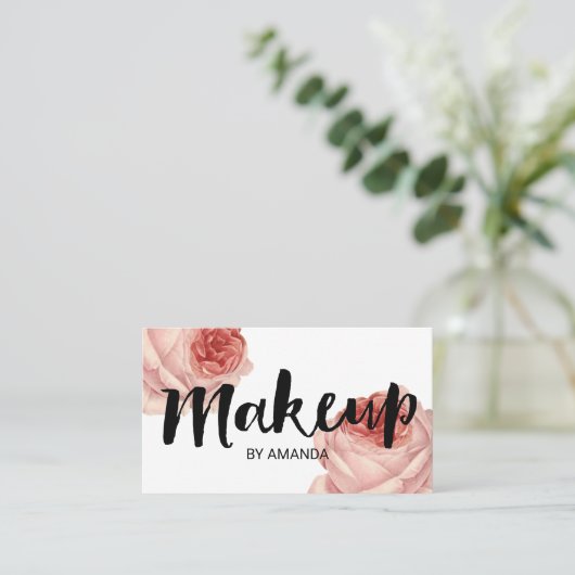 Beauty Salon  Floral Makeup Artist Visitekaartje (Staand voorkant)