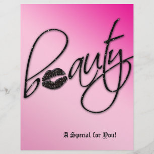 Beauty Salon Flyer Haar Roze Zwarte Glans Lippen
