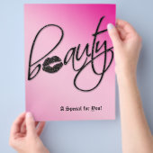 Beauty Salon Flyer Hair Pink Black Sparkle Lips (Hand)