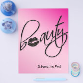 Beauty Salon Flyer Hair Pink Black Sparkle Lips (Enkel)