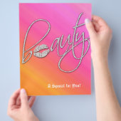 Beauty Salon Flyer Hair Pink Oranje Silver Lips (Hand)