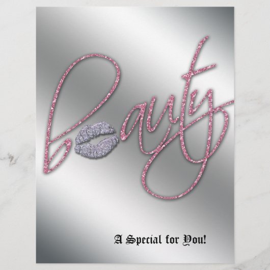 Beauty Salon Flyer Hair Pink Silver Lips (Voorkant)